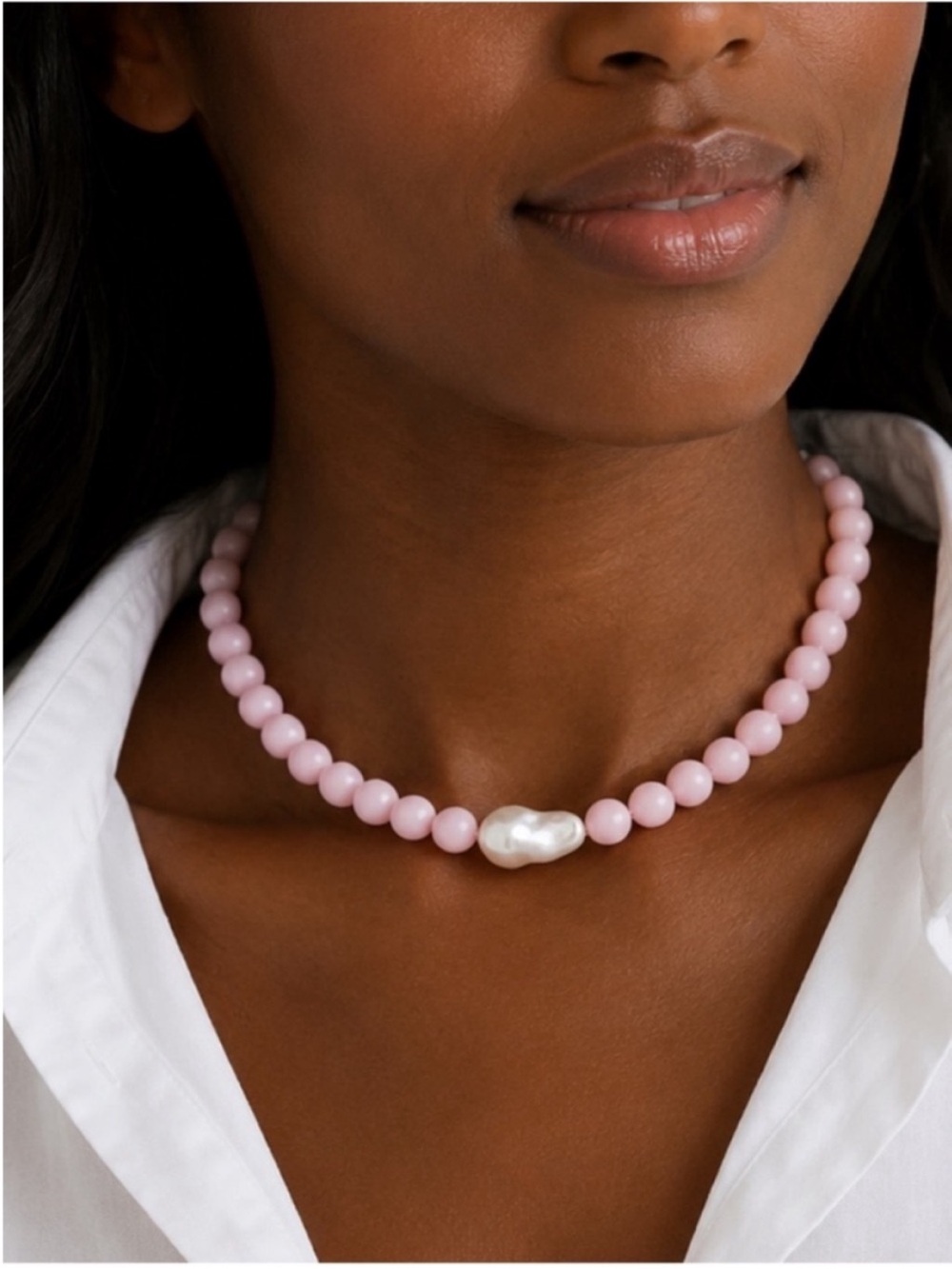 New! Colorful Pink Beaded Pearl Bead Dopamine Necklace NWOT 5021